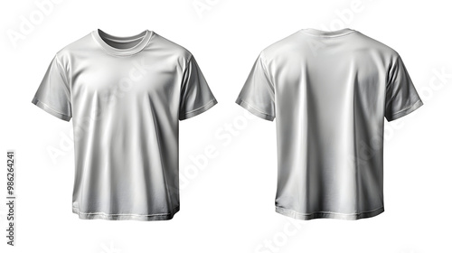 A white cotton t-shirt mockup isolated on a transparent background, with a shadow, for design projects and presentations.