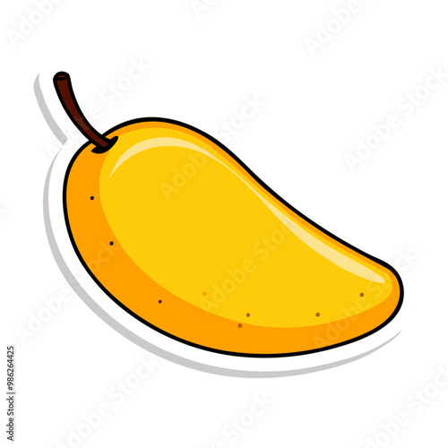 Yellow mango cartoon sticker design (7)