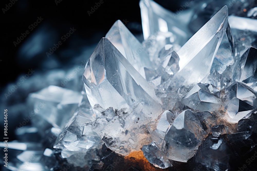 A macro shot of a crystal cluster, with sharp edges and intricate details highlighted by soft lighting A macro shot of a crystal cluster, with sharp edges and intricate details highlighted by soft lighting