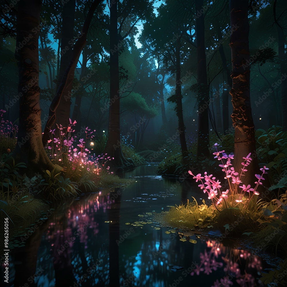 Obraz premium river at night 