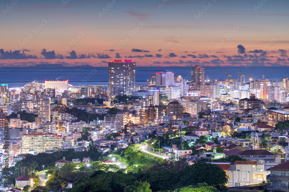 Fototapeta premium Naha, Okinawa, Japan Downtown City Skyline