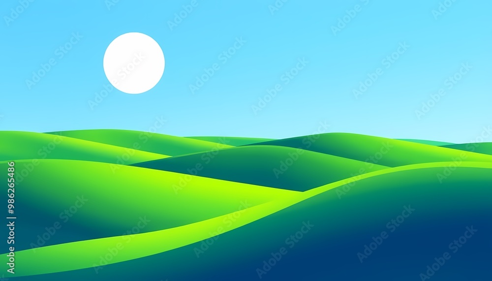 Obraz premium landscape with green hills and sky