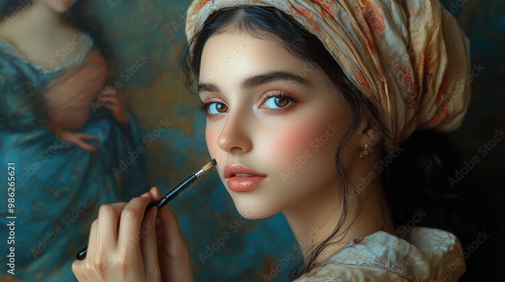 Obraz premium Young Woman Artist Painting