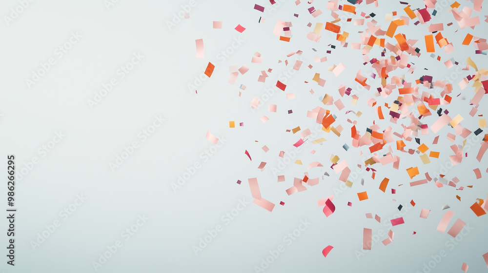 Vibrant confetti explosion over a plain white background, floating in mid-air, perfect for celebration marketing banners, sharp focus, high contrast Vibrant confetti explosion over a plain white background, floating in mid-air, perfect for celebration marketing banners, sharp focus, high contrast