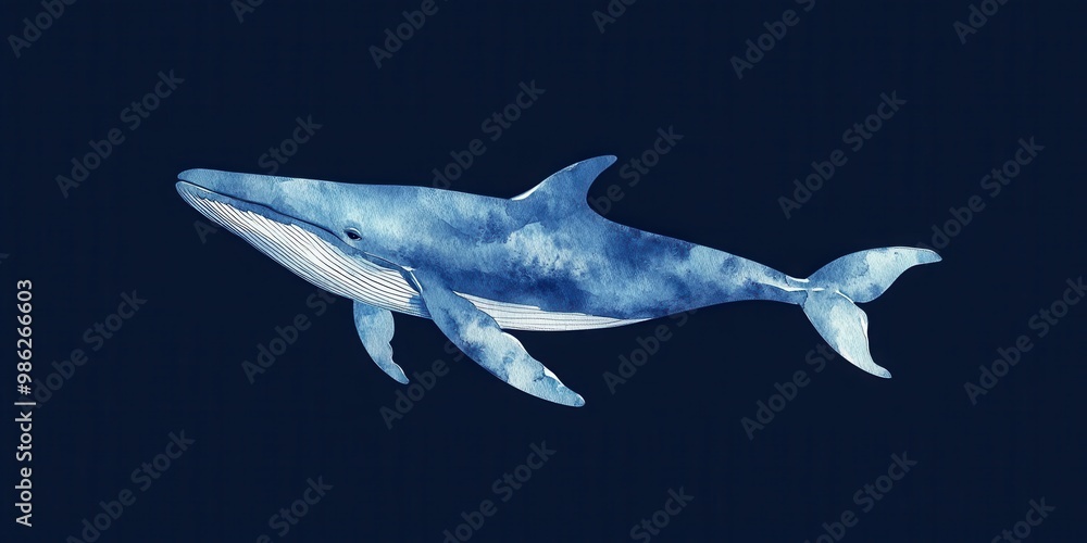 Obraz premium Watercolor Whale Illustration on Dark Background