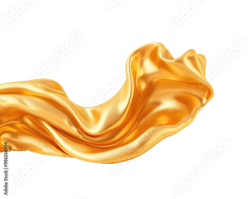 A flowing piece of golden fabric with a smooth, shiny texture.