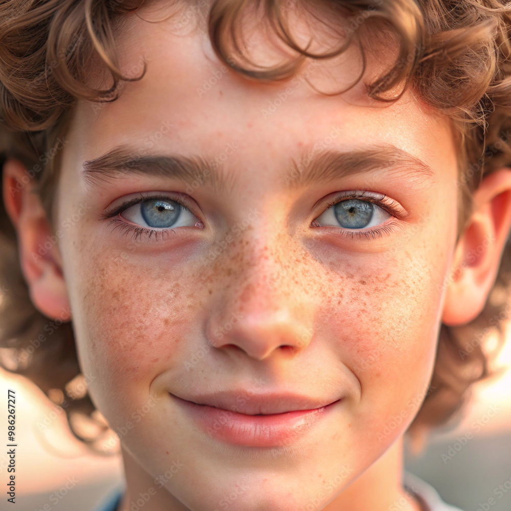 Portrait of youth with freckles and beauty marks generative ai Portrait of youth with freckles and beauty marks generative ai