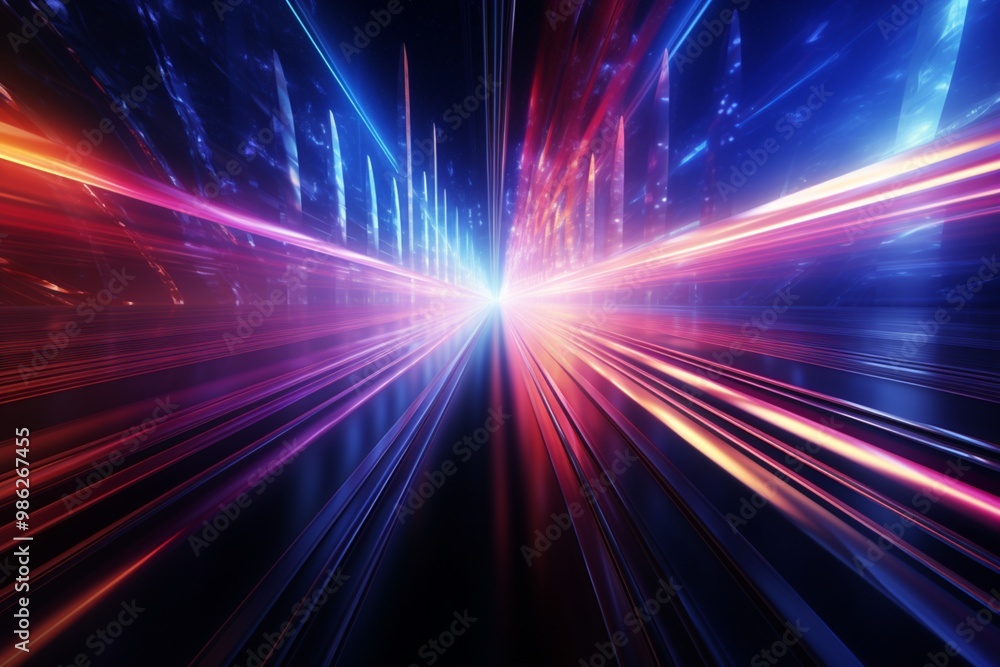 Colorful lights in tunnel streaks background image Colorful lights in tunnel streaks background image