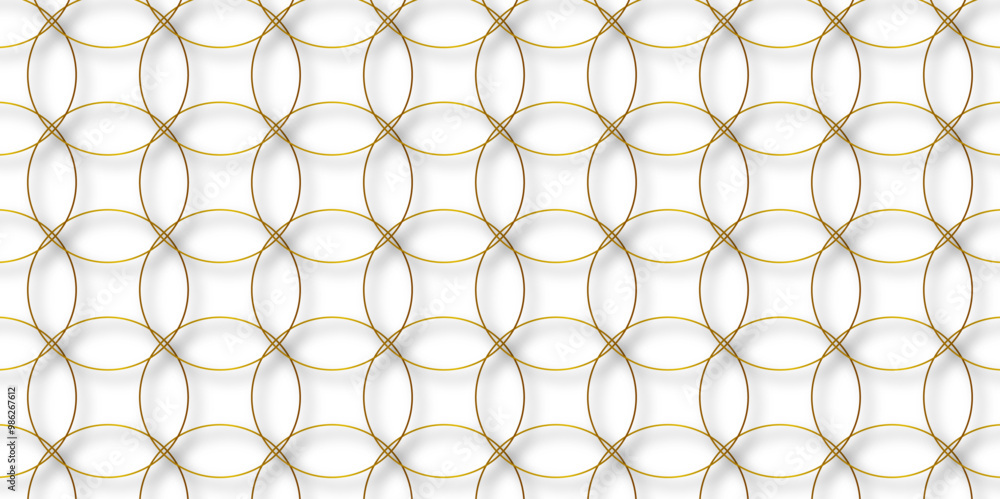 Naklejka premium Abstract background golden circle stock line with shadows. abstract artistic geometric background Gold circles abstract seamless vector pattern. Minimal style white website banner, decoration Vector. 