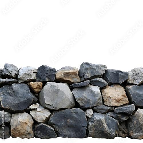 Gray and Brown Stone Wall Seamless Texture Isolated on Transparent Background