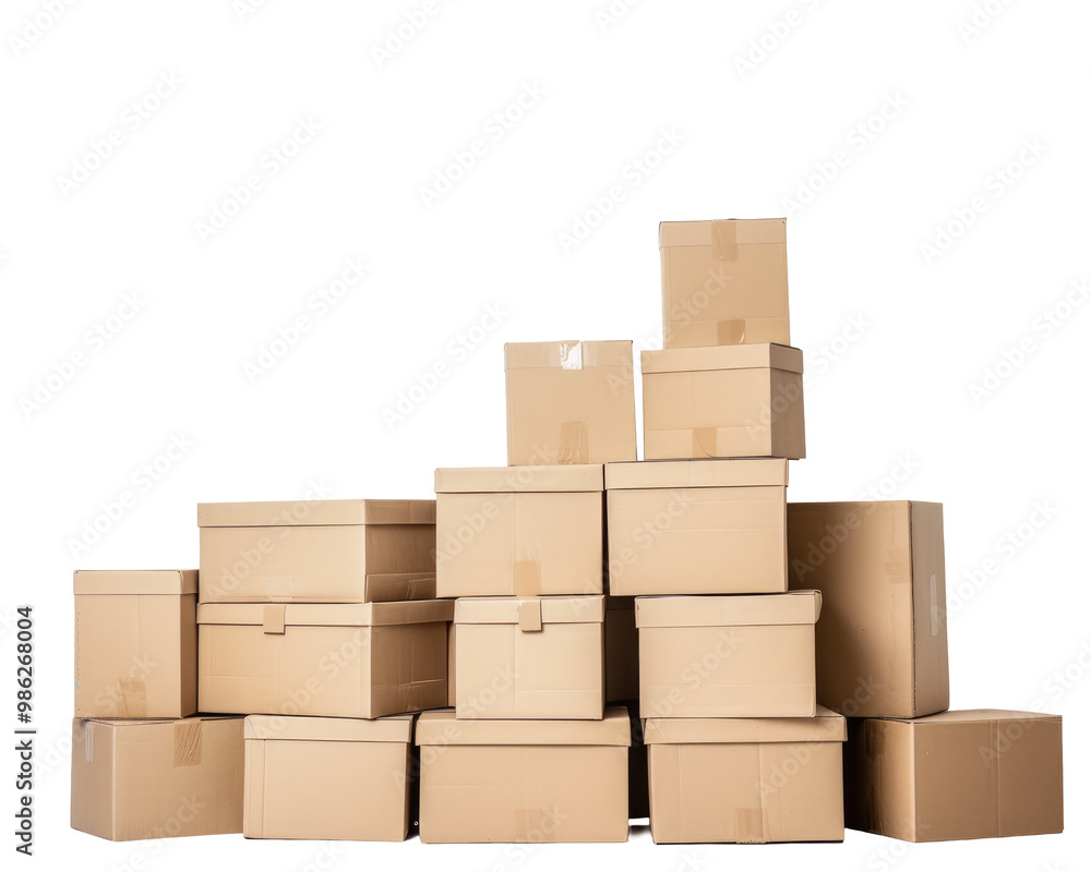 A stack of cardboard boxes arranged in a pyramid shape, likely for storage or shipping. A stack of cardboard boxes arranged in a pyramid shape, likely for storage or shipping.