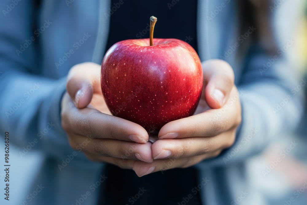 Teacher Holding Apple with generative ai Teacher Holding Apple with generative ai