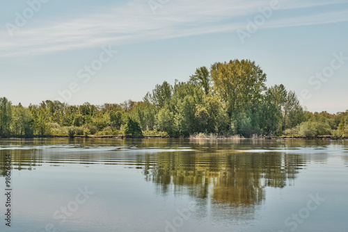 Calm flowing river in countryside.