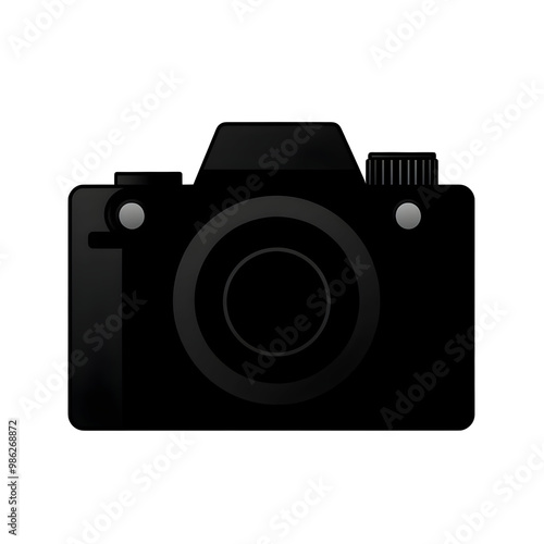 Black Camera with a Lens on a White Transparent Background