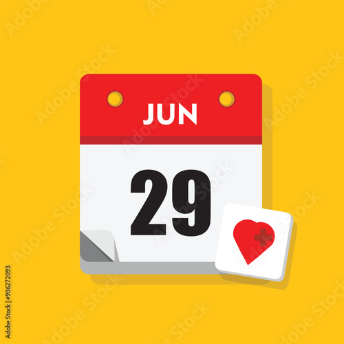 calender icon, 29 june icon with yellow background