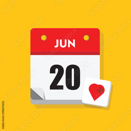 calender icon, 20 june icon with yellow background