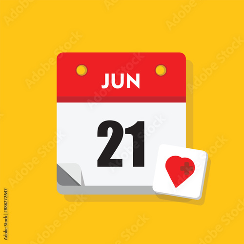 calender icon, 21 june icon with yellow background