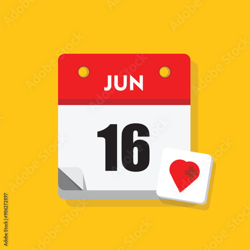 calender icon, 16 june icon with yellow background
