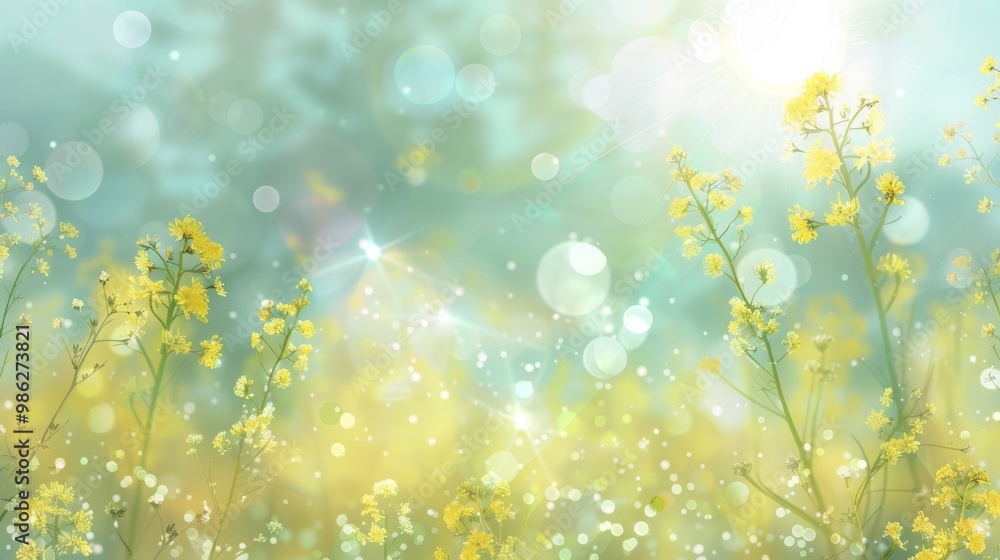 Fototapeta premium Abstract Blurred Background with Spring Colors of Blue and Green.