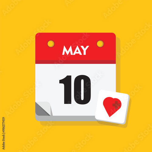 calender icon, 10 may icon with yellow background