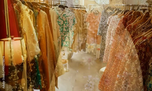 Charming Vintage Clothing Display in a Consignment Shop