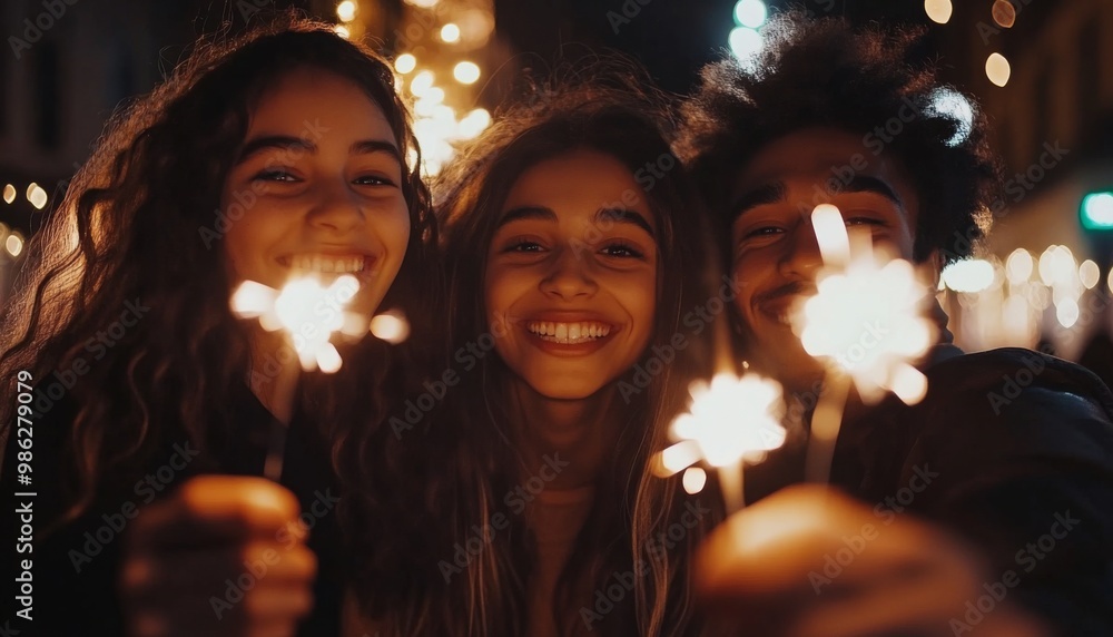 Festive Friend Smiling with Sparklers Under a Starry Night Sky – Elegant Celebration
Festive Friend Smiling with Sparklers Under a Starry Night Sky – Elegant Celebration