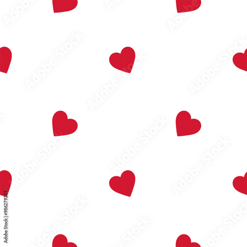 Small red cute and trend hearts on white background seamless pattern for Valentine's Day. Red hearts seamless girlish background. Suitble for prints, wrapping and backgrounds	