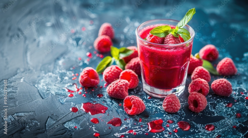 Delicious tasty juice drink with raspberry fruit Delicious tasty juice drink with raspberry fruit