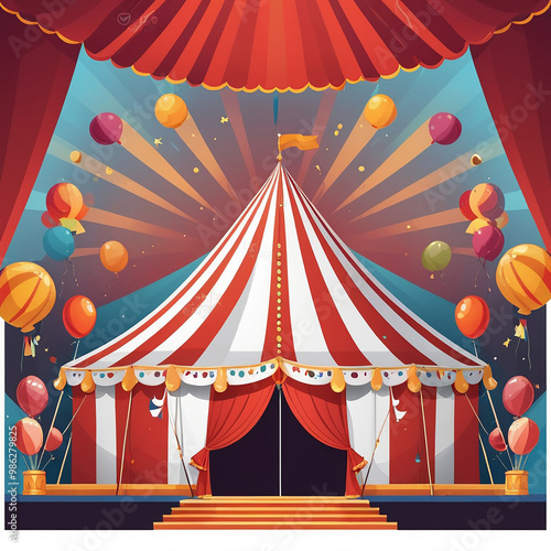 Circus Tent for Exciting Show white backgrund