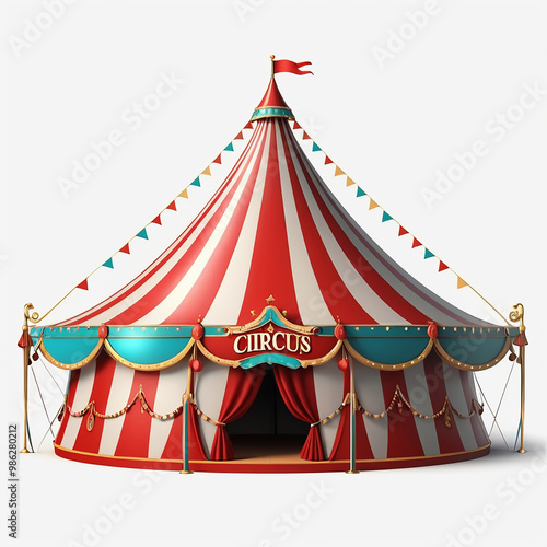 Circus Tent for Exciting Show white backgrund