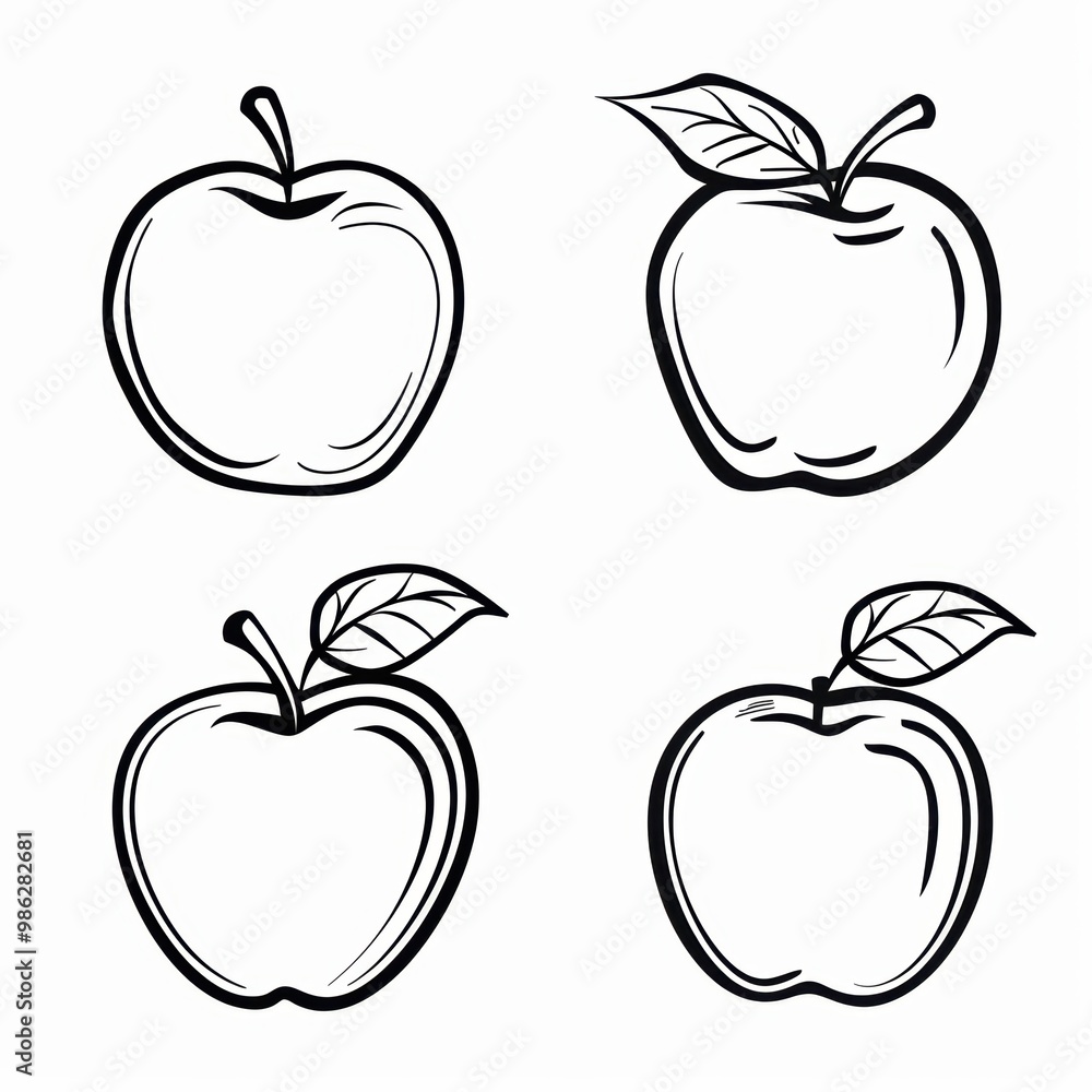 Line drawing icon of apple fruit Line drawing icon of apple fruit