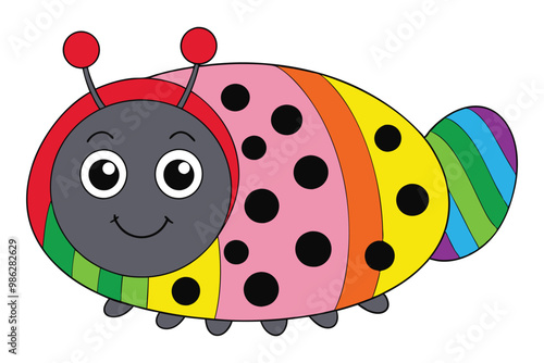 Dottie the Playful Ladybug Character Vector, Cute Cartoon Insect, Fun Bug Illustration, Kids Clipart photo