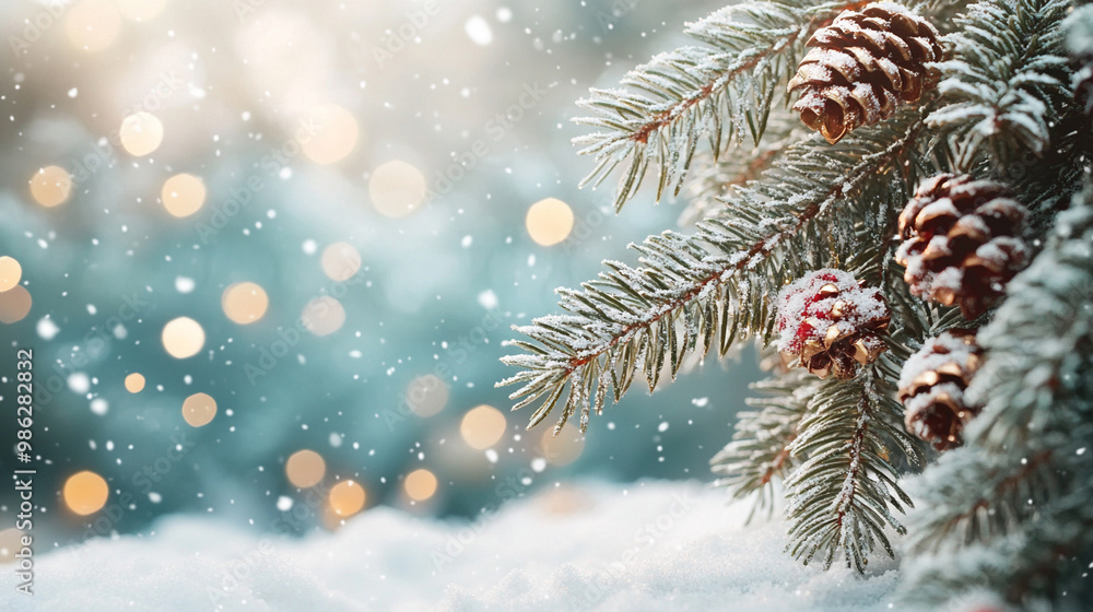 christmas background with fir branches and snow christmas background with fir branches and snow