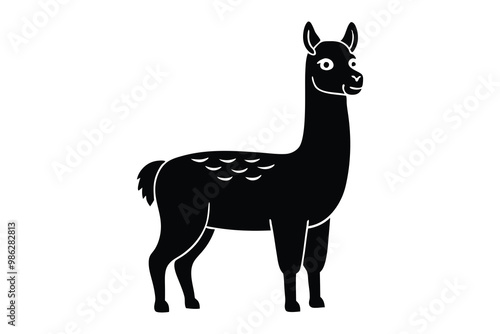 Llama Silhouette, Animal Silhouette, Vector Llama Art, Minimalistic Llama Design, Farm Animal Clipart