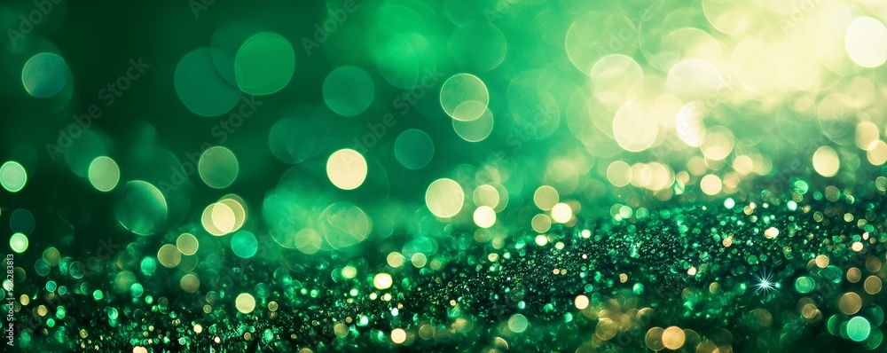 Enchanting Display of Green Bokeh Lights