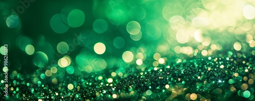 Obraz na płótnie Enchanting Display of Green Bokeh Lights w salonie