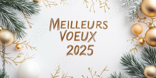 Obraz na płótnie Festive New Year Greeting Card Design for 2025 w salonie