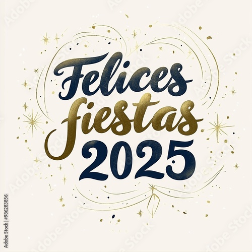 Obraz na płótnie Felices Fiestas 2025 Festive Greeting Card Design w salonie