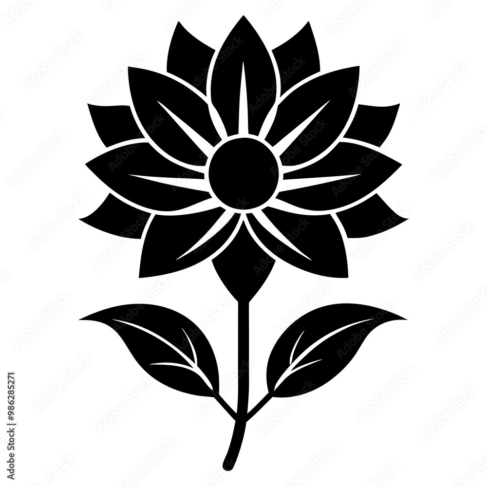 Flower icon black silhouette style vector art Flower icon black silhouette style vector art