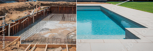 Before and after pool construction, pool renovation and building