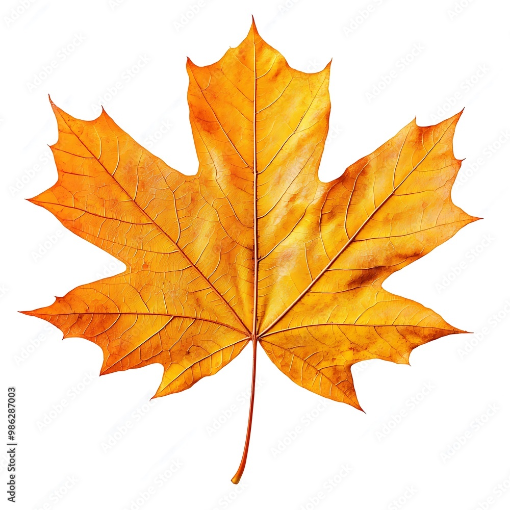 A single, dried maple leaf with intricate veins and a rich orange hue, isolated against a clean white background. A single, dried maple leaf with intricate veins and a rich orange hue, isolated against a clean white background.