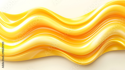 Yellow wave of creamy butter or margarine spreading smoothly on a surface in a bright and inviting kitchen environment