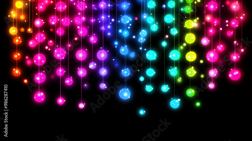 Wallpaper Mural Colorful glowing lights cascade against a dark background, creating a vibrant and festive atmosphere during a night celebration Torontodigital.ca