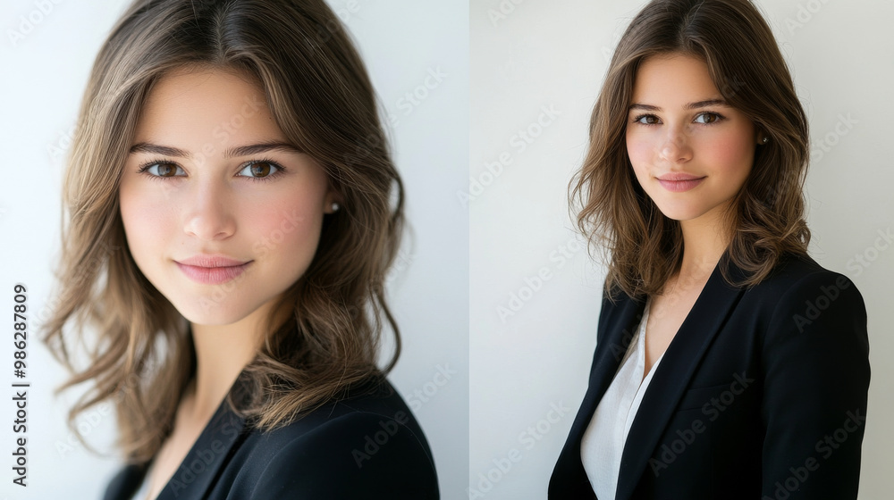 Business professional headshot on a white background, sharp details, formal clothing, studio lighting Business professional headshot on a white background, sharp details, formal clothing, studio lighting