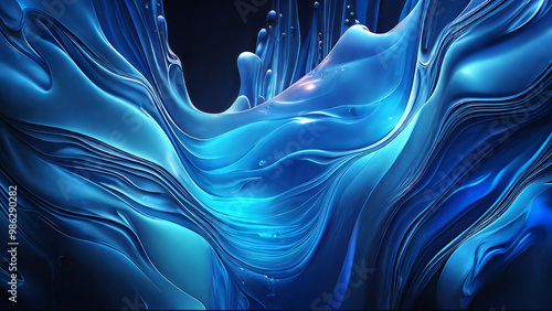 blue abstruct light liquid stroke holographic background texture,