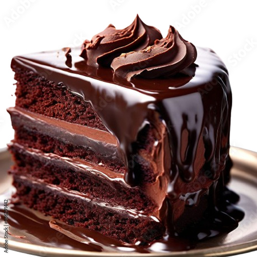 Slice of Chocolate Cake with Glossy Ganache