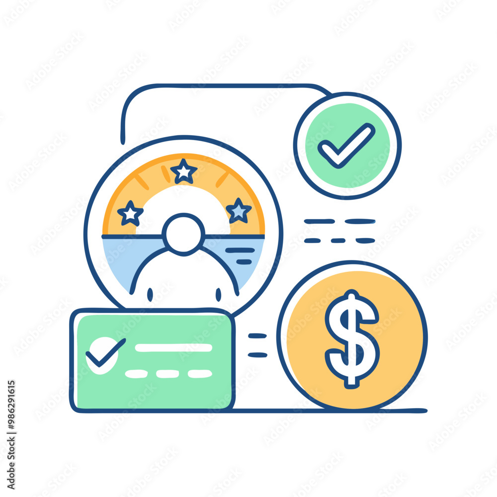 Credit score icon, symbol of financial reliability and assessment, minimalist style Credit score icon, symbol of financial reliability and assessment, minimalist style