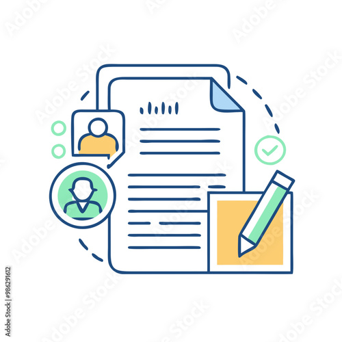 Contract icon, symbol of agreement and legal documentation, minimalist style
