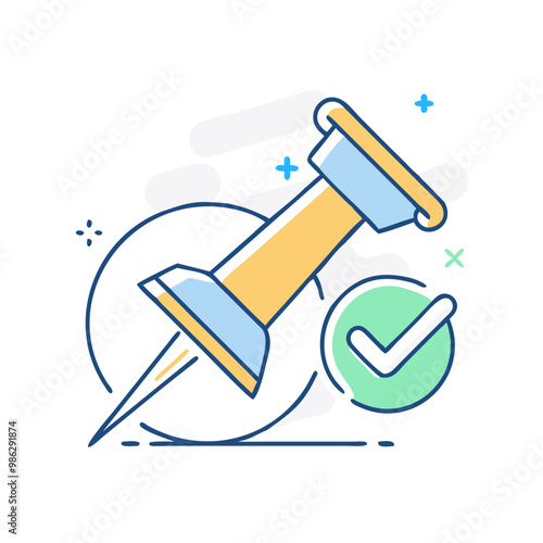Push pin icon, symbol of fixation and organization, minimalist style