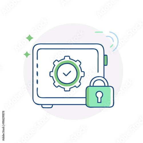Safe icon, symbol of security and value protection, minimalist style